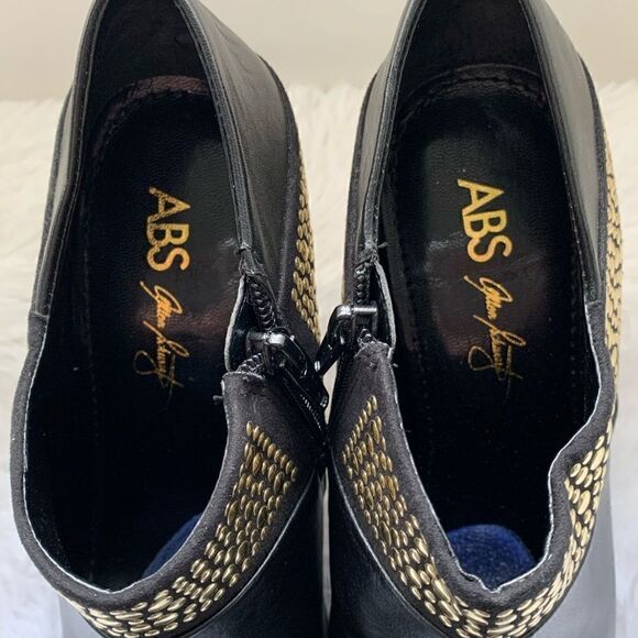 ABS Allen Schwartz Black & Gold Studded Booties 7 - Picture 5 of 6